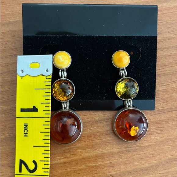 Amber Sterling silver earrings - excellent preowned condition- 3 types of Amber